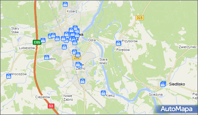 mapa Stara Wieś gmina Nowa Sól, Stara Wieś gmina Nowa Sól na mapie Targeo