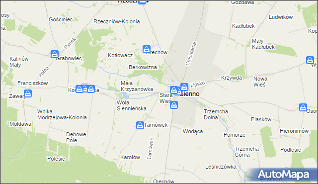 mapa Stara Wieś gmina Sienno, Stara Wieś gmina Sienno na mapie Targeo