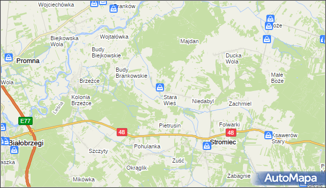 mapa Stara Wieś gmina Stromiec, Stara Wieś gmina Stromiec na mapie Targeo