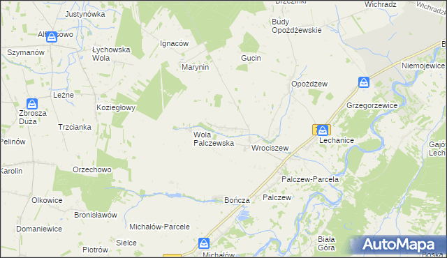 mapa Stare Biskupice gmina Warka, Stare Biskupice gmina Warka na mapie Targeo