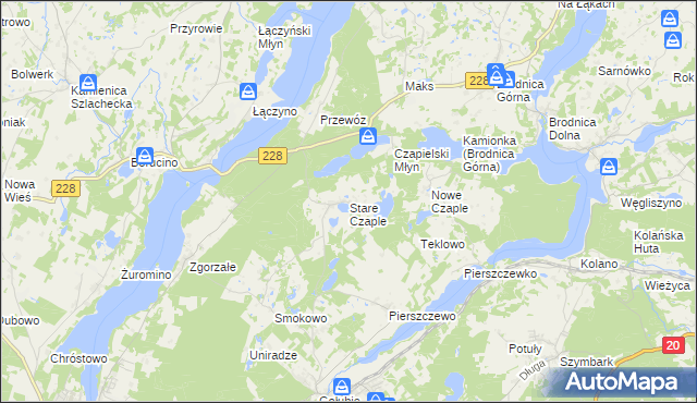 mapa Stare Czaple gmina Stężyca, Stare Czaple gmina Stężyca na mapie Targeo