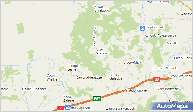 mapa Stare Grabowo gmina Zawady, Stare Grabowo gmina Zawady na mapie Targeo