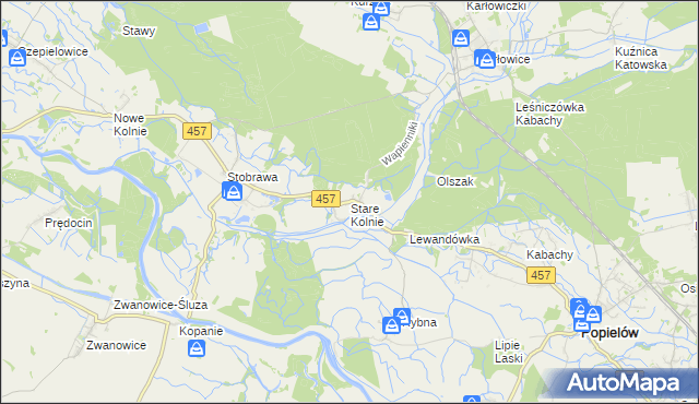 mapa Stare Kolnie, Stare Kolnie na mapie Targeo