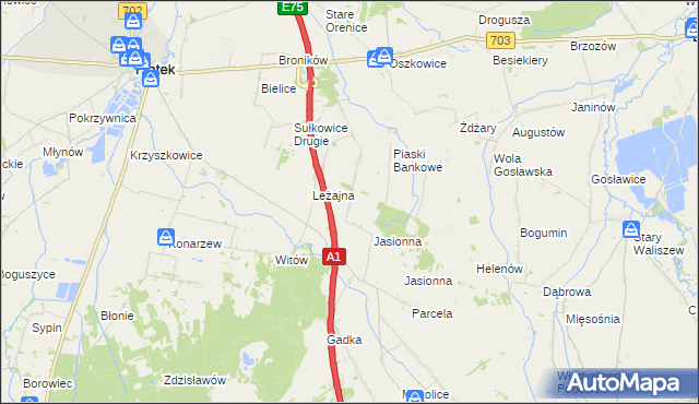 mapa Stare Piaski gmina Piątek, Stare Piaski gmina Piątek na mapie Targeo