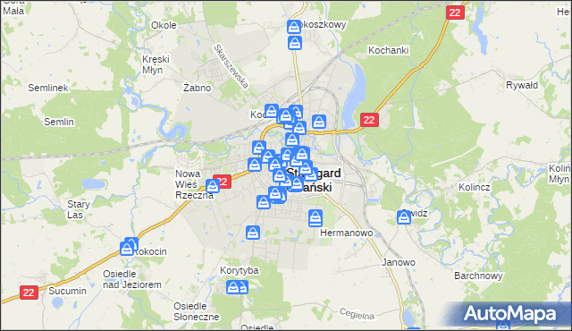 mapa Starogard Gdański, Starogard Gdański na mapie Targeo