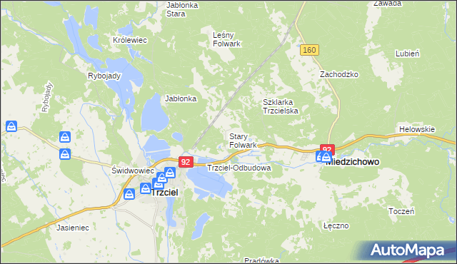 mapa Stary Folwark gmina Miedzichowo, Stary Folwark gmina Miedzichowo na mapie Targeo