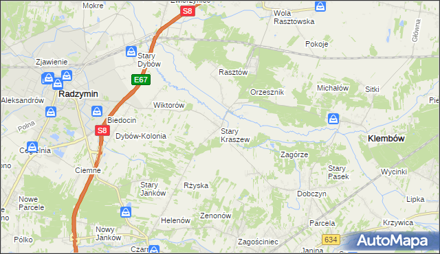 mapa Stary Kraszew, Stary Kraszew na mapie Targeo