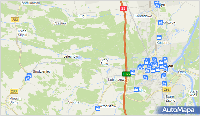 mapa Stary Staw gmina Nowa Sól, Stary Staw gmina Nowa Sól na mapie Targeo