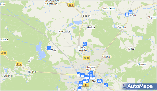 mapa Stary Wołów, Stary Wołów na mapie Targeo
