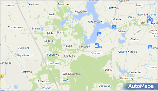 mapa Stawiska gmina Piotrków Kujawski, Stawiska gmina Piotrków Kujawski na mapie Targeo