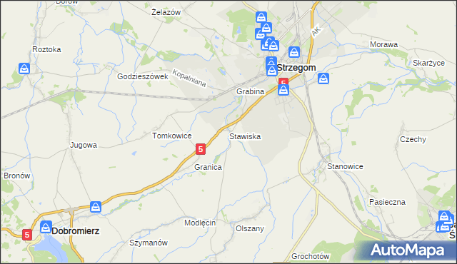 mapa Stawiska gmina Strzegom, Stawiska gmina Strzegom na mapie Targeo