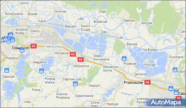 mapa Stawy Monowskie, Stawy Monowskie na mapie Targeo