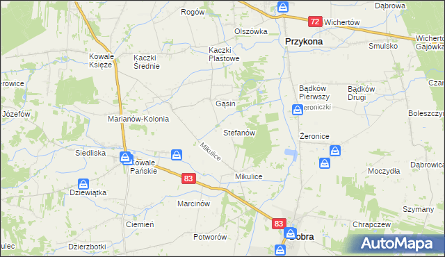 mapa Stefanów gmina Dobra, Stefanów gmina Dobra na mapie Targeo