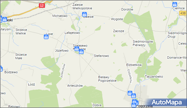 mapa Stefanowo gmina Piaski, Stefanowo gmina Piaski na mapie Targeo