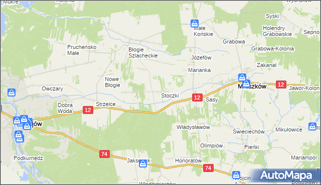 mapa Stoczki gmina Mniszków, Stoczki gmina Mniszków na mapie Targeo