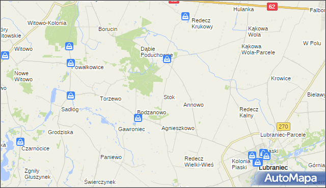 mapa Stok gmina Lubraniec, Stok gmina Lubraniec na mapie Targeo