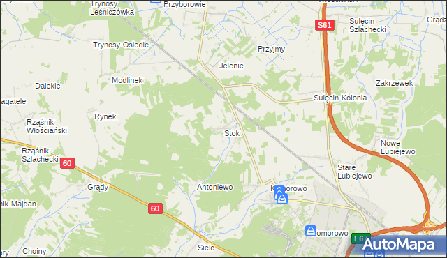 mapa Stok gmina Ostrów Mazowiecka, Stok gmina Ostrów Mazowiecka na mapie Targeo