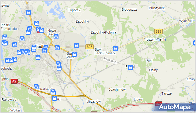 mapa Stok Lacki, Stok Lacki na mapie Targeo