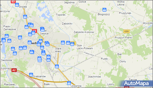 mapa Stok Lacki-Folwark, Stok Lacki-Folwark na mapie Targeo
