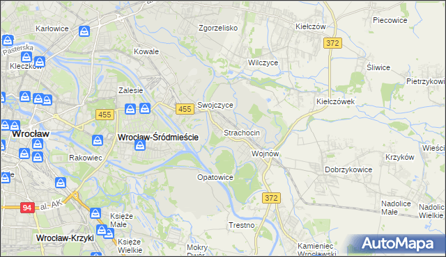 mapa Strachocin gmina Wrocław, Strachocin gmina Wrocław na mapie Targeo