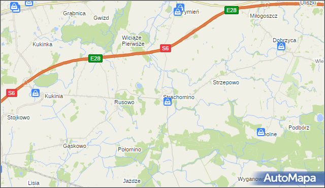 mapa Strachomino, Strachomino na mapie Targeo