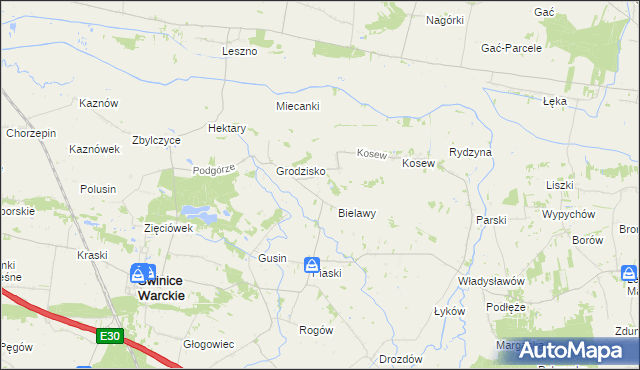 mapa Strachów gmina Świnice Warckie, Strachów gmina Świnice Warckie na mapie Targeo