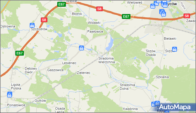 mapa Stradomia Wierzchnia, Stradomia Wierzchnia na mapie Targeo