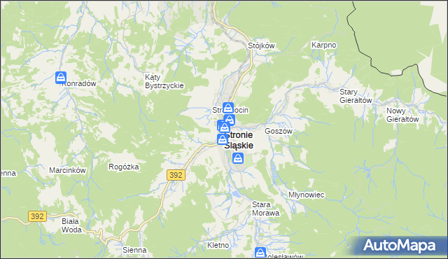 mapa Stronie Śląskie powiat kłodzki, Stronie Śląskie powiat kłodzki na mapie Targeo