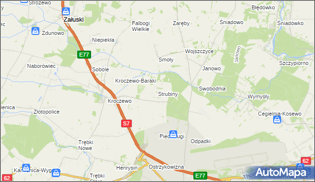 mapa Strubiny gmina Zakroczym, Strubiny gmina Zakroczym na mapie Targeo