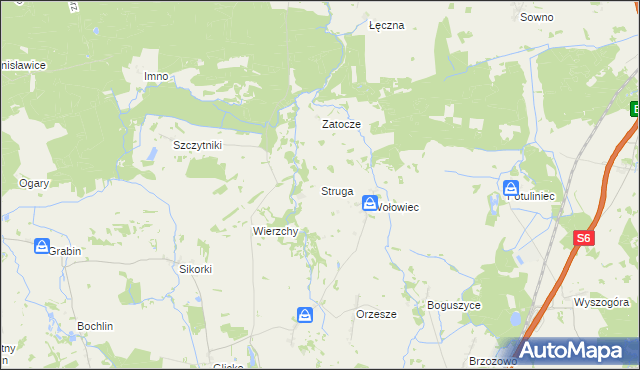 mapa Struga gmina Nowogard, Struga gmina Nowogard na mapie Targeo