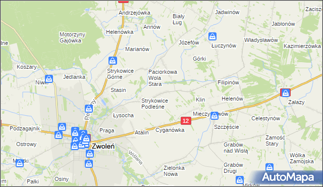 mapa Strykowice Błotne, Strykowice Błotne na mapie Targeo