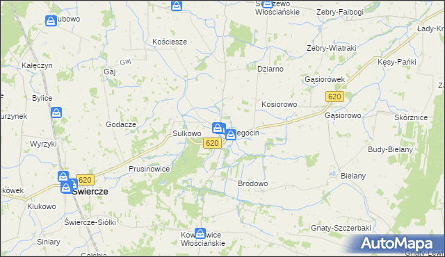mapa Strzegocin gmina Świercze, Strzegocin gmina Świercze na mapie Targeo