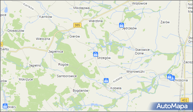 mapa Strzegów gmina Grodków, Strzegów gmina Grodków na mapie Targeo