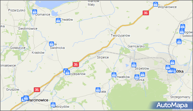 mapa Strzelce gmina Marcinowice, Strzelce gmina Marcinowice na mapie Targeo