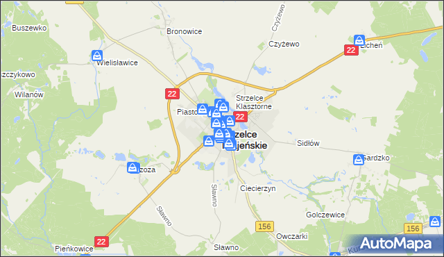 mapa Strzelce Krajeńskie, Strzelce Krajeńskie na mapie Targeo