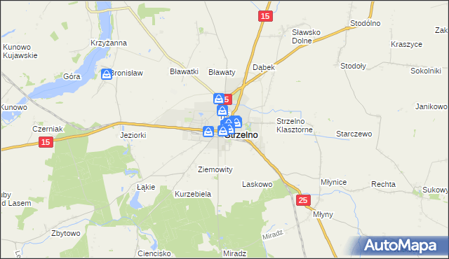 mapa Strzelno powiat mogileński, Strzelno powiat mogileński na mapie Targeo