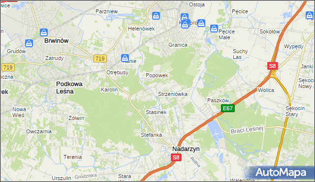 mapa Strzeniówka, Strzeniówka na mapie Targeo