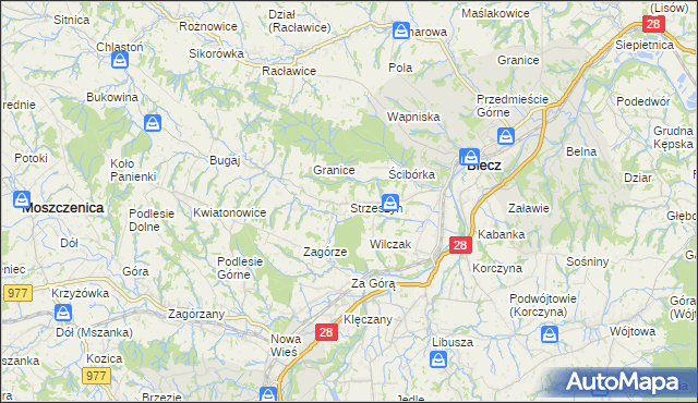 mapa Strzeszyn gmina Biecz, Strzeszyn gmina Biecz na mapie Targeo