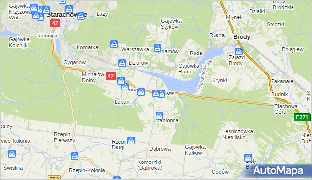 mapa Styków gmina Brody, Styków gmina Brody na mapie Targeo