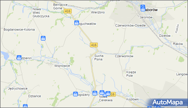 mapa Sucha Psina, Sucha Psina na mapie Targeo