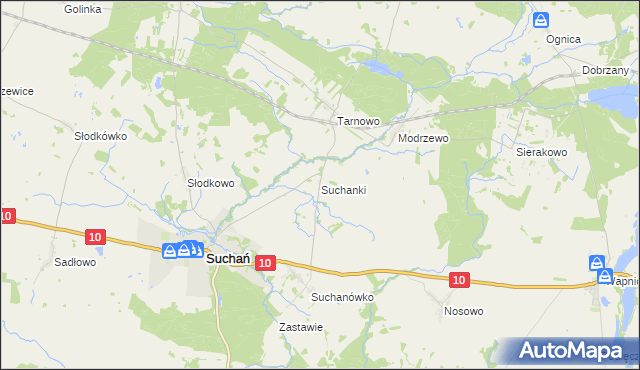mapa Suchanki, Suchanki na mapie Targeo