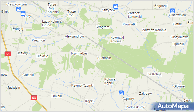 mapa Suchocin gmina Łuków, Suchocin gmina Łuków na mapie Targeo