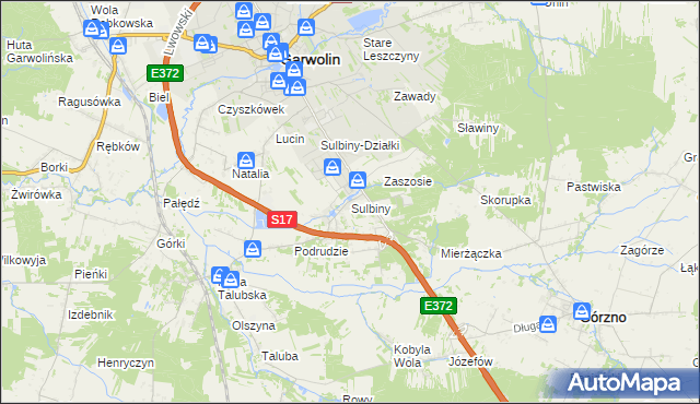 mapa Sulbiny, Sulbiny na mapie Targeo