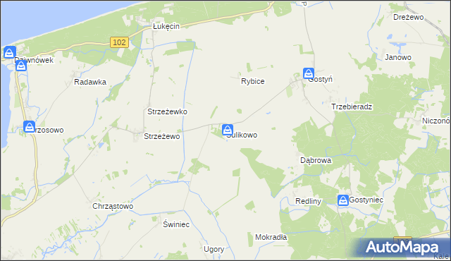mapa Sulikowo gmina Świerzno, Sulikowo gmina Świerzno na mapie Targeo