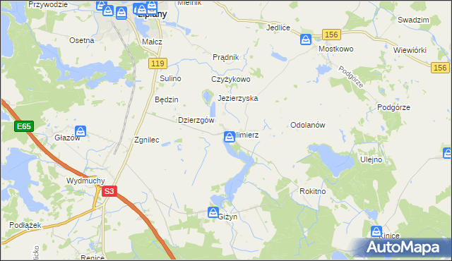 mapa Sulimierz gmina Myślibórz, Sulimierz gmina Myślibórz na mapie Targeo