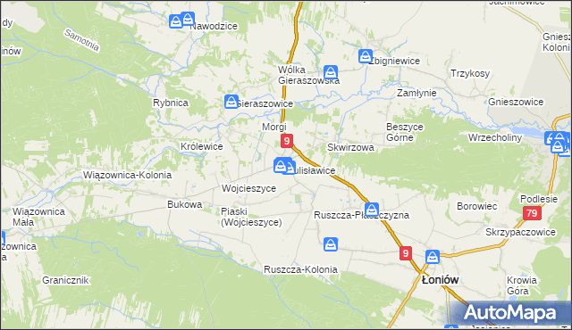 mapa Sulisławice gmina Łoniów, Sulisławice gmina Łoniów na mapie Targeo
