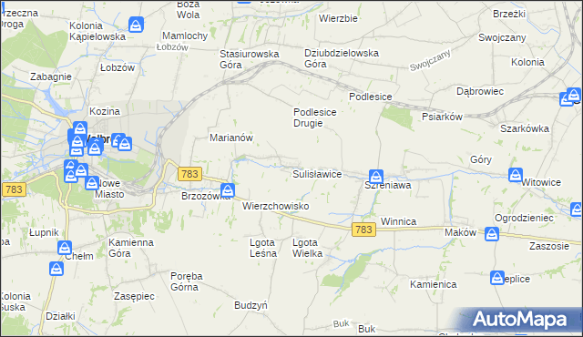 mapa Sulisławice gmina Wolbrom, Sulisławice gmina Wolbrom na mapie Targeo