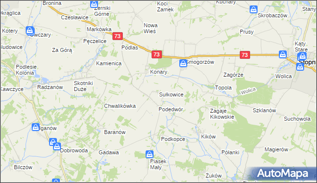 mapa Sułkowice gmina Solec-Zdrój, Sułkowice gmina Solec-Zdrój na mapie Targeo
