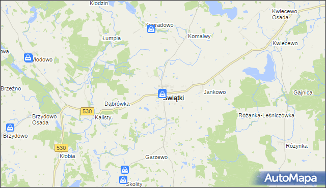 mapa Świątki powiat olsztyński, Świątki powiat olsztyński na mapie Targeo