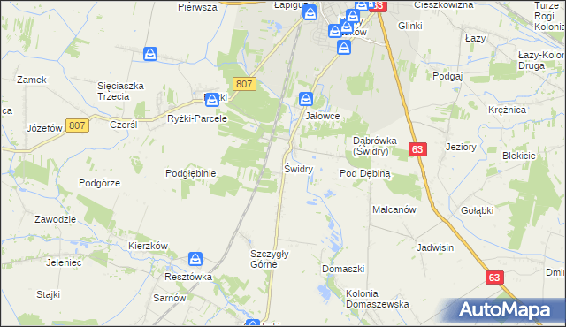 mapa Świdry gmina Łuków, Świdry gmina Łuków na mapie Targeo
